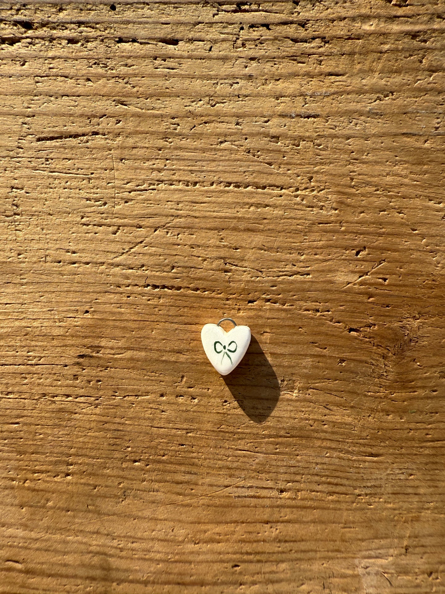 Ciondolo cuore fiocco verde