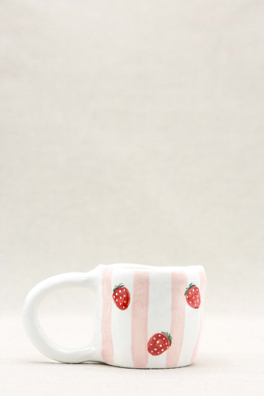 MINI MUG-righe rosa e fragole