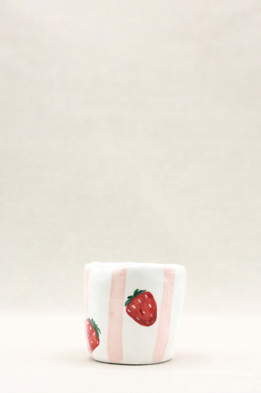 TAZZINA DA CAFFE'-righe rosa e fragole