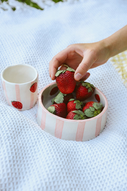 BICCHIERE-righe e fragole